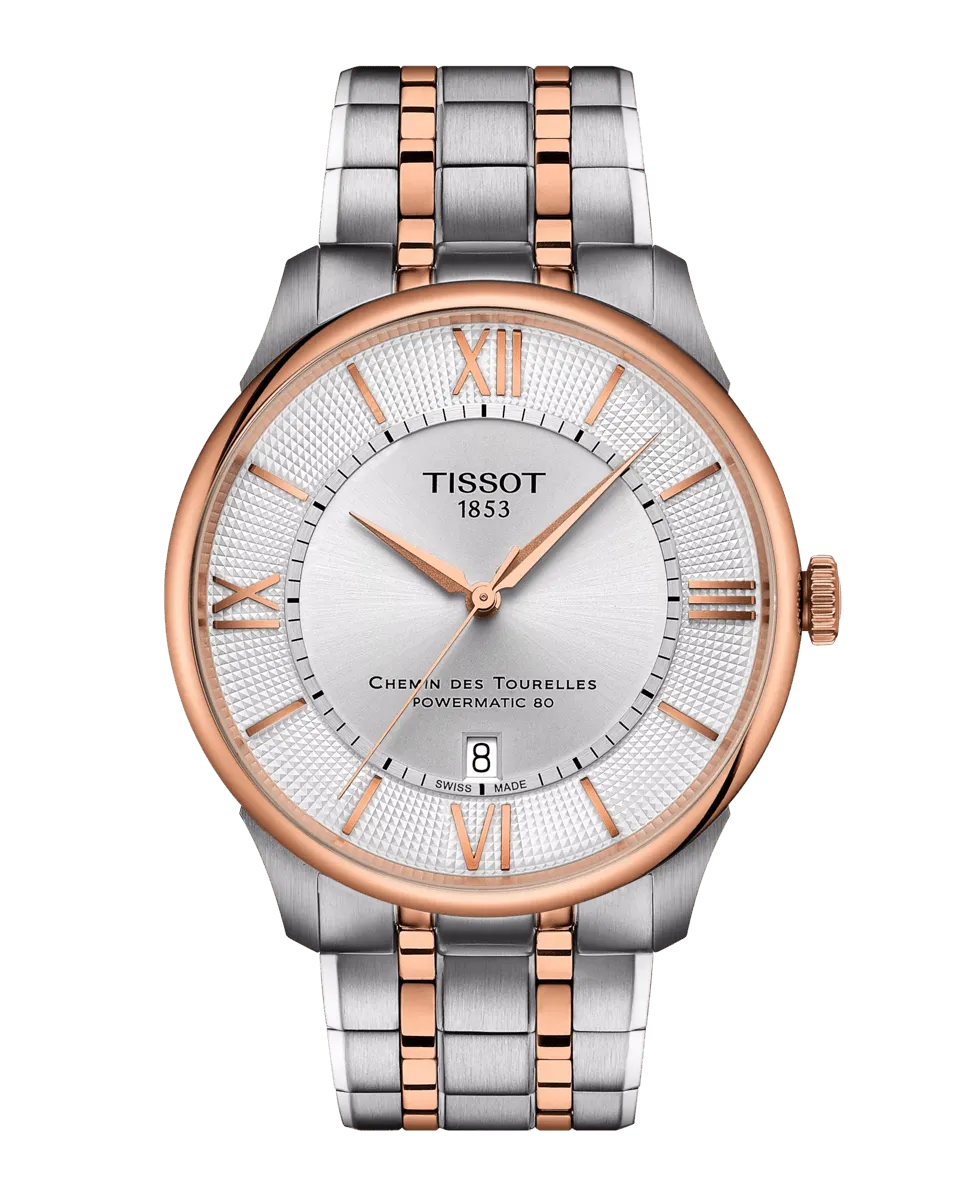 

Автоматические мужские часы Chemin des Tourelles из двухцветной стали Tissot, серебряный
