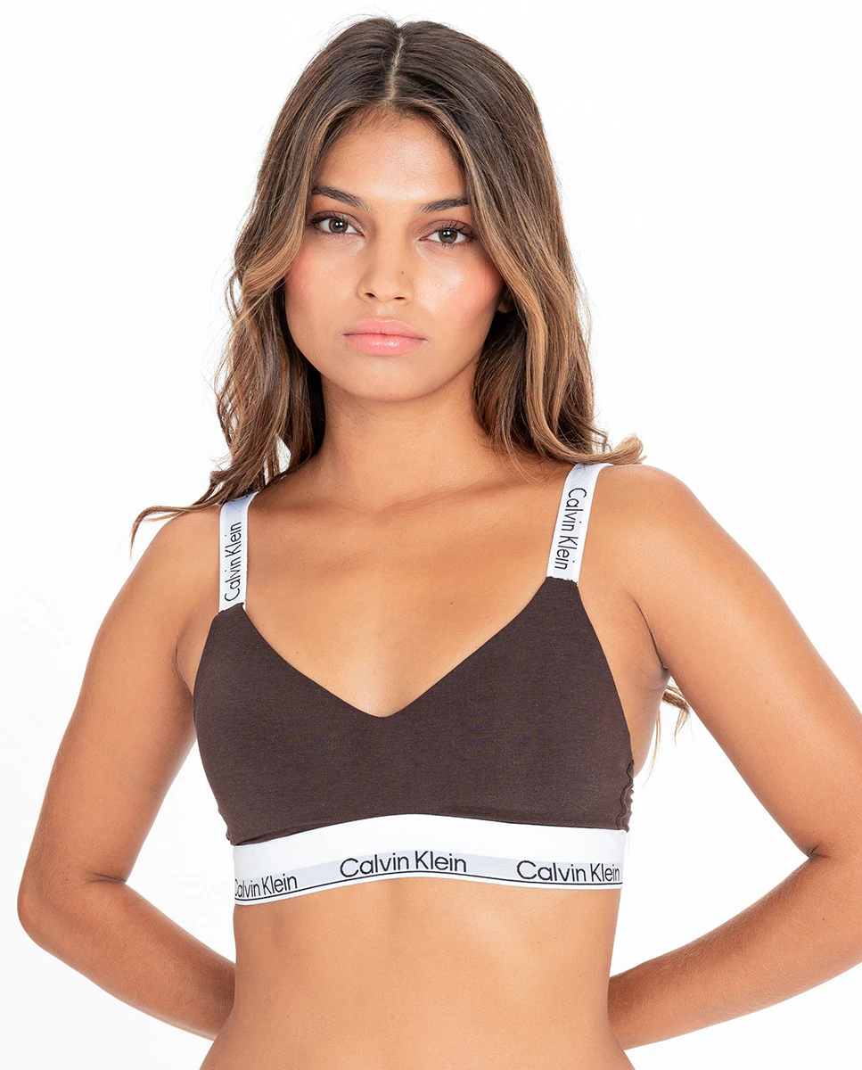 

Современный хлопковый бюстгальтер Calvin Klein, коричневый