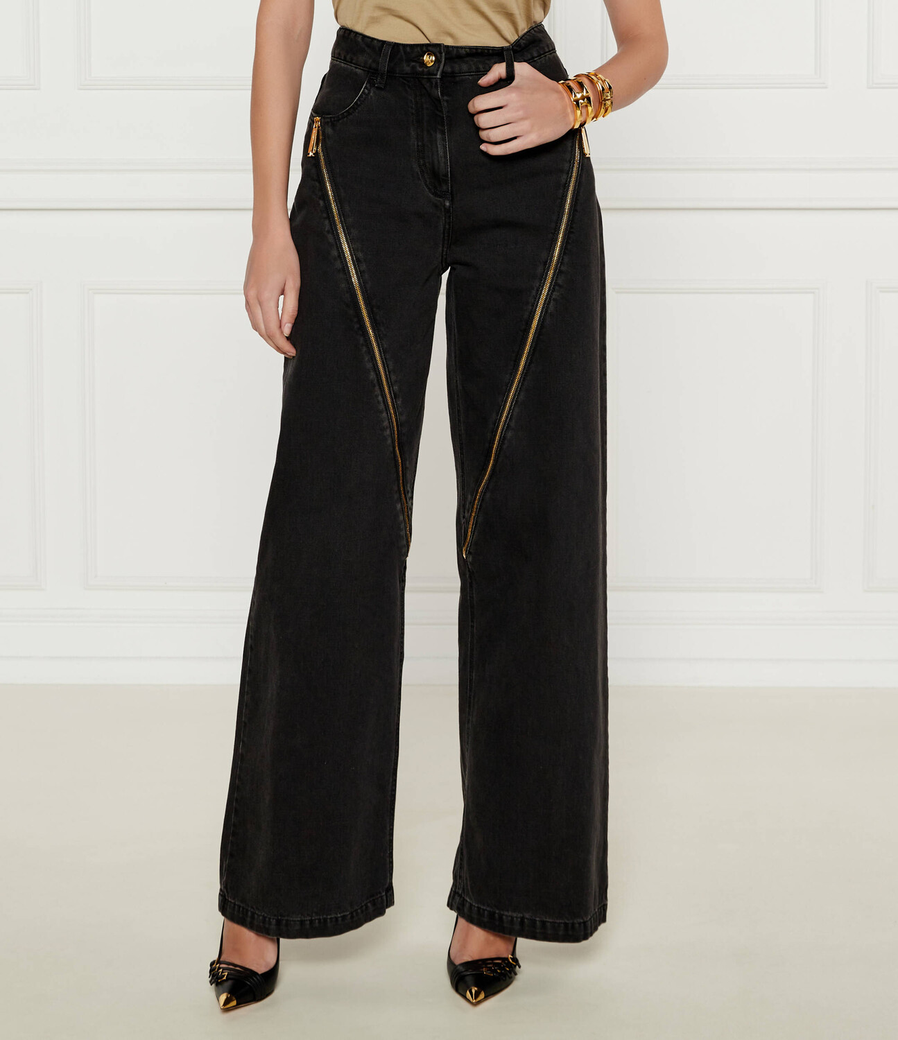

Джинсы Elisabetta Franchi Oversize fit, черный