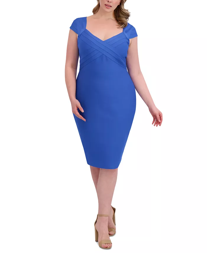 

Платье с бандажным корсетом и короткими рукавами Plus Size Siena, синий