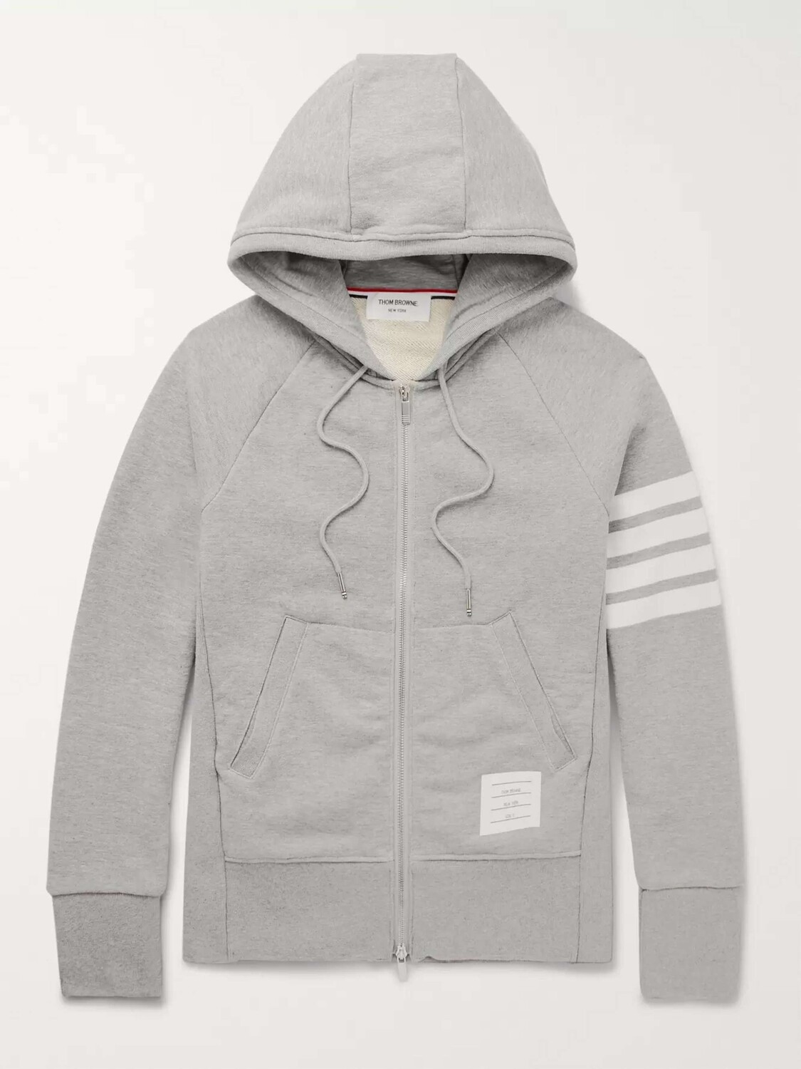 

Толстовка на молнии из хлопкового джерси в полоску с петлей THOM BROWNE, серый