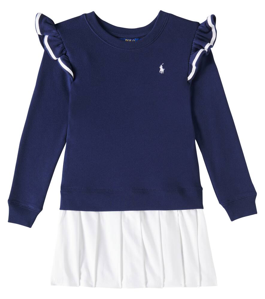 

Полосатое платье из хлопковой смеси Polo Ralph Lauren Kids, Newport Navy W/White C1750