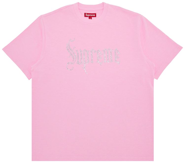 

Футболка Supreme с коротким рукавом и стразами, розовая, Розовый, Футболка Supreme с коротким рукавом и стразами, розовая