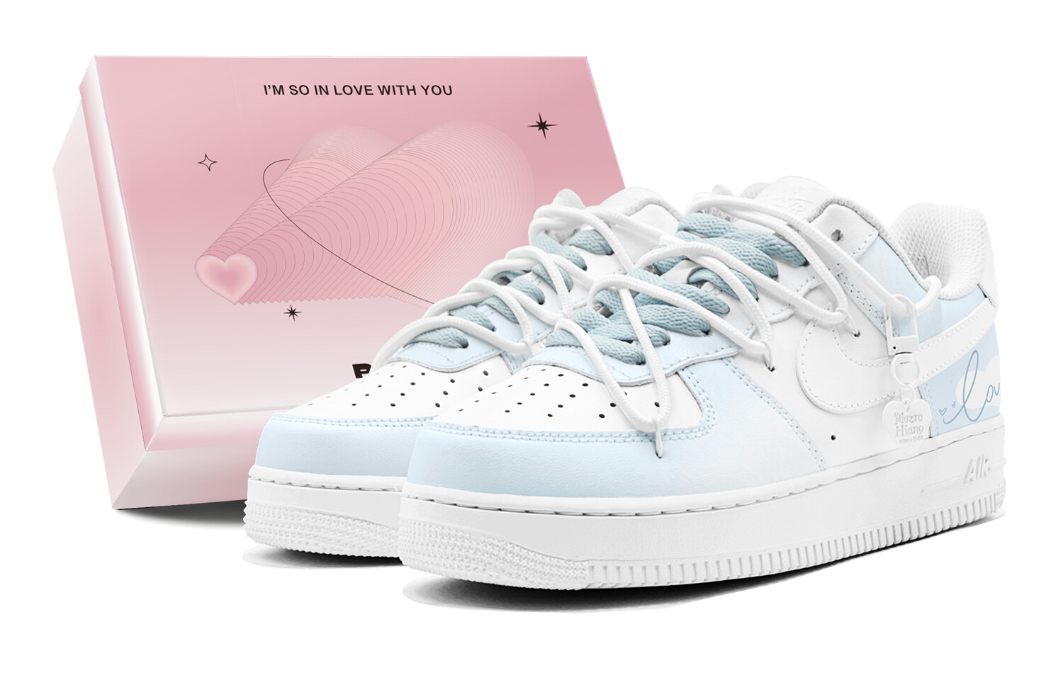 

Кроссовки Nike Air Force 1 Skateboarding Shoes Men Low-top White, голубой, Синий, Кроссовки Nike Air Force 1 Skateboarding Shoes Men Low-top White, голубой