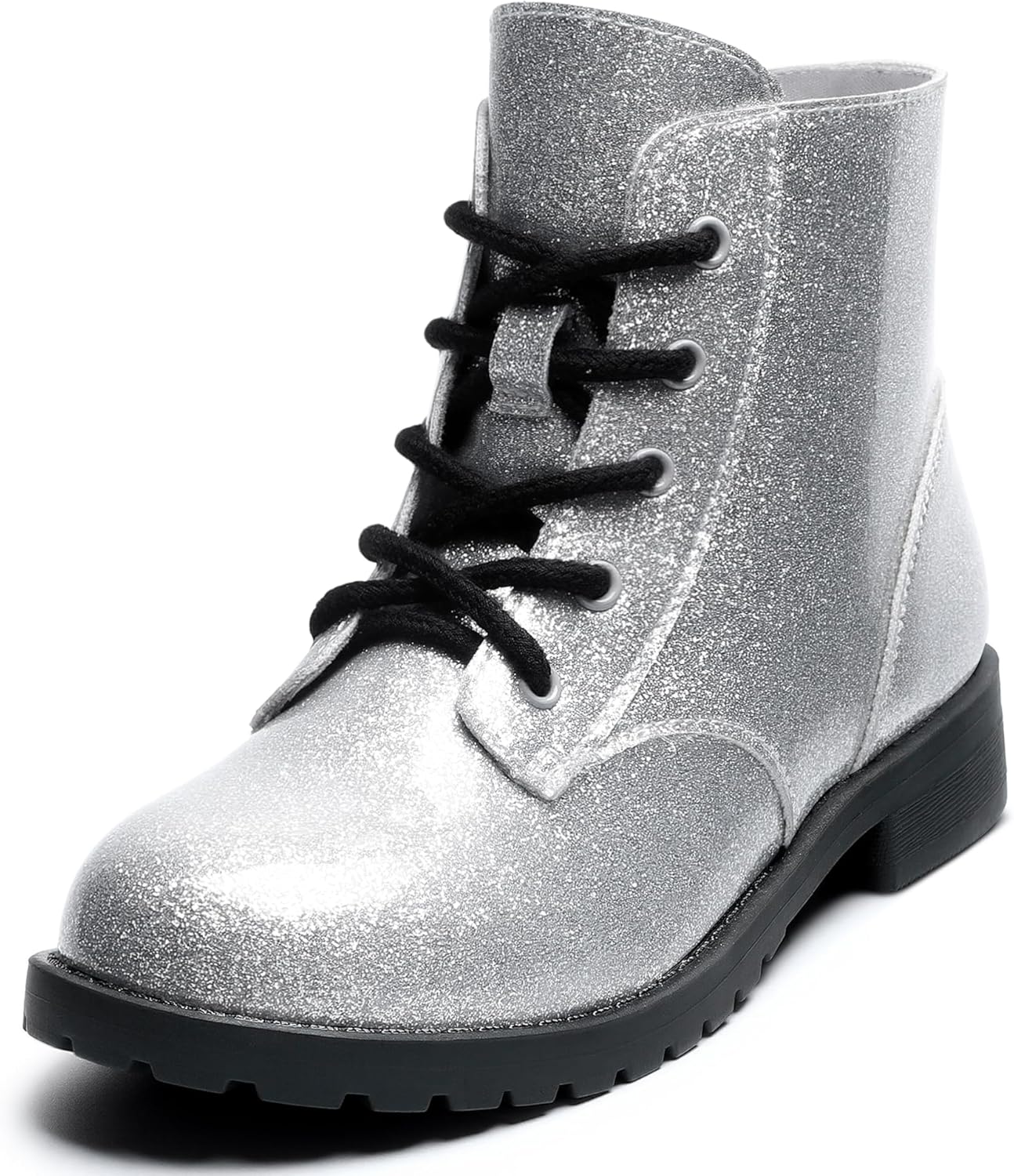 

Детские ботинки на шнуровке с боковой молнией для девочек, сапожки для малышей и детей постарше CCVON, Sliver