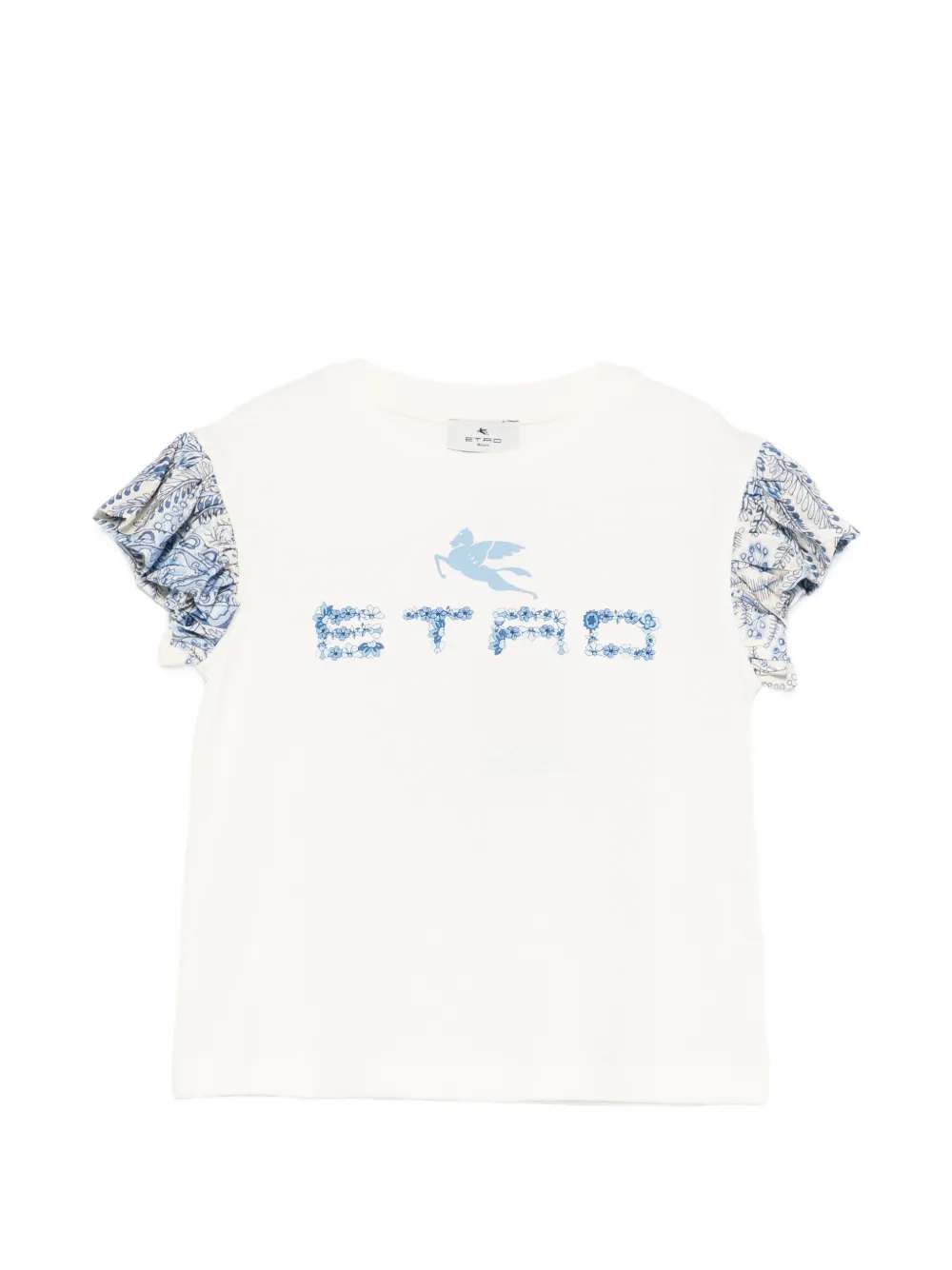

Футболка с цветочным принтом и оборками Etro Kids, бежевый