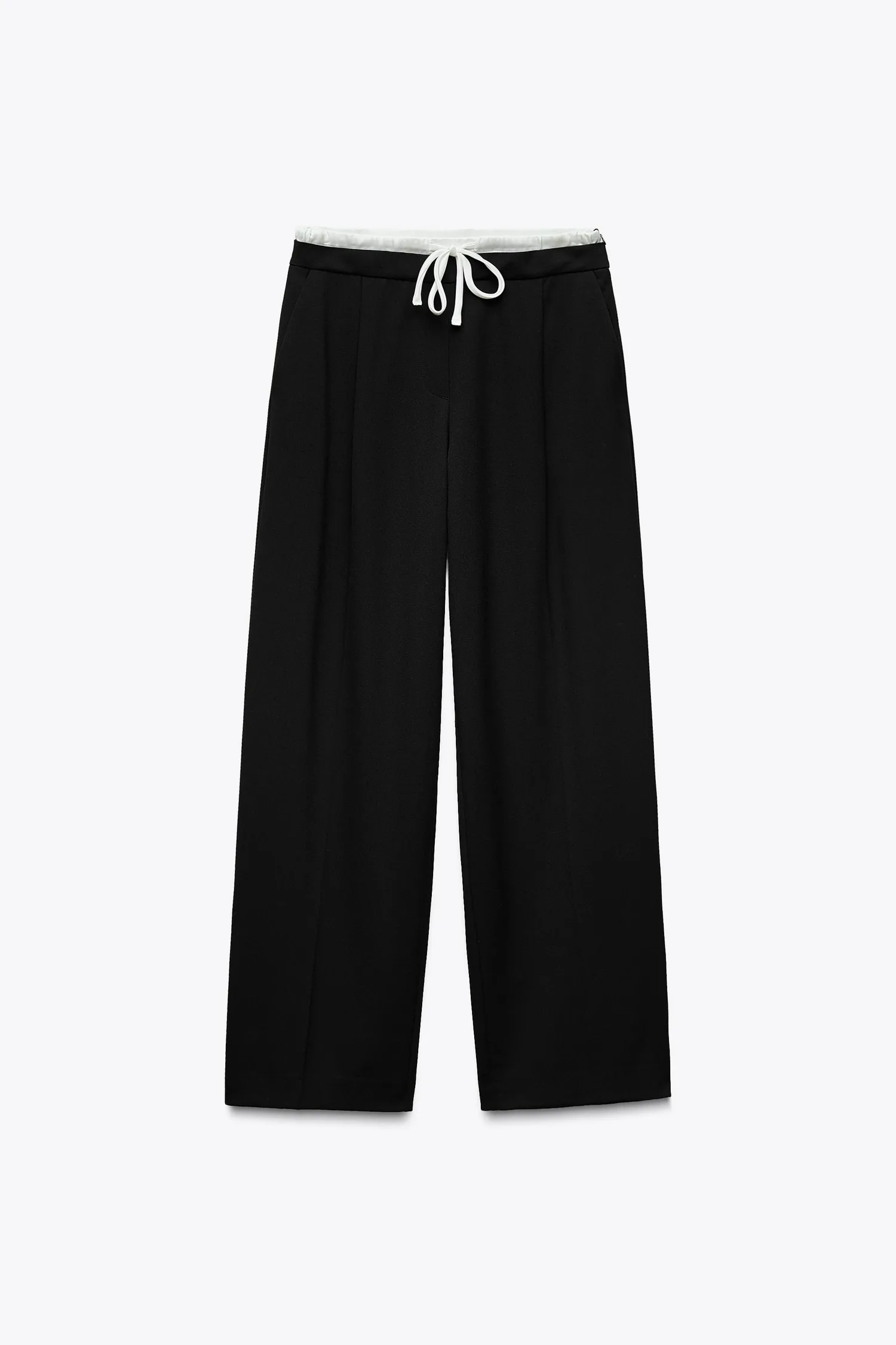 Широкие брюки с двойным поясом Zara, черный — фото 4