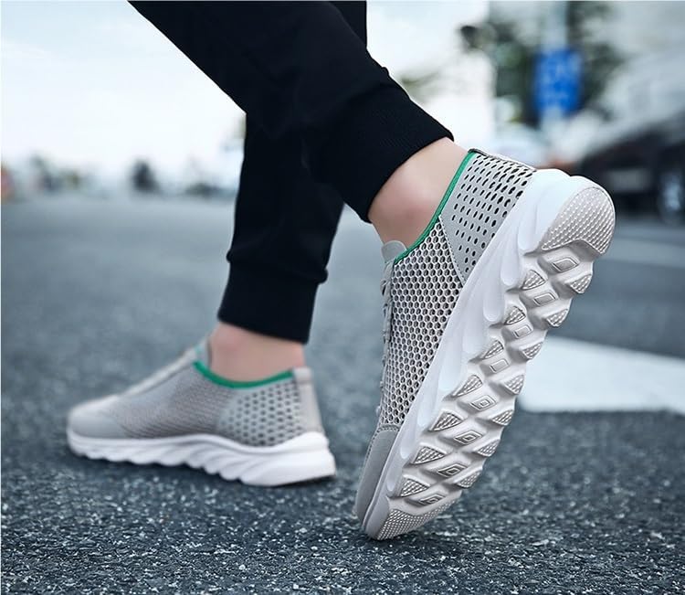 Мужские удобные прогулочные кроссовки DMGYCK с широкой посадкой, легкие, дышащие, модные, противоскользящие, серый — фото 4