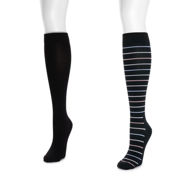 

Женские нейлоновые компрессионные носки, 2 пары Muk Luks, цвет ebony pastel
