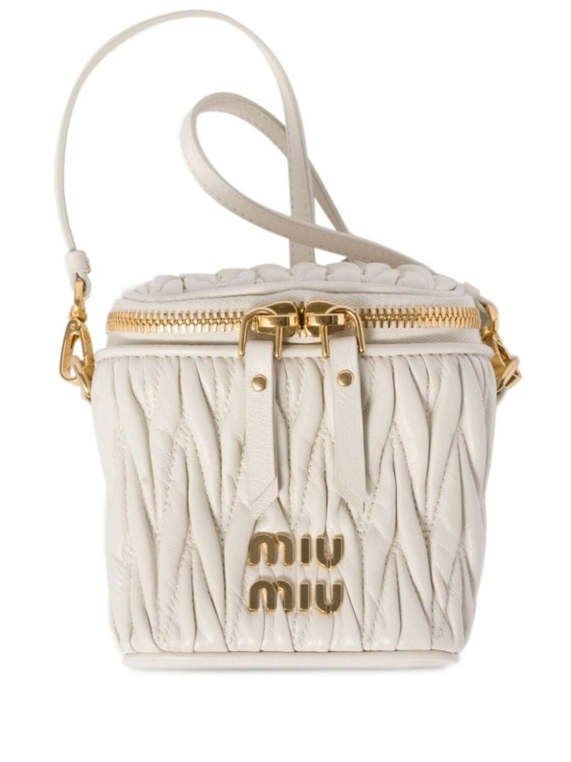 

Стеганая мини-сумка Miu Miu с логотипом, белый