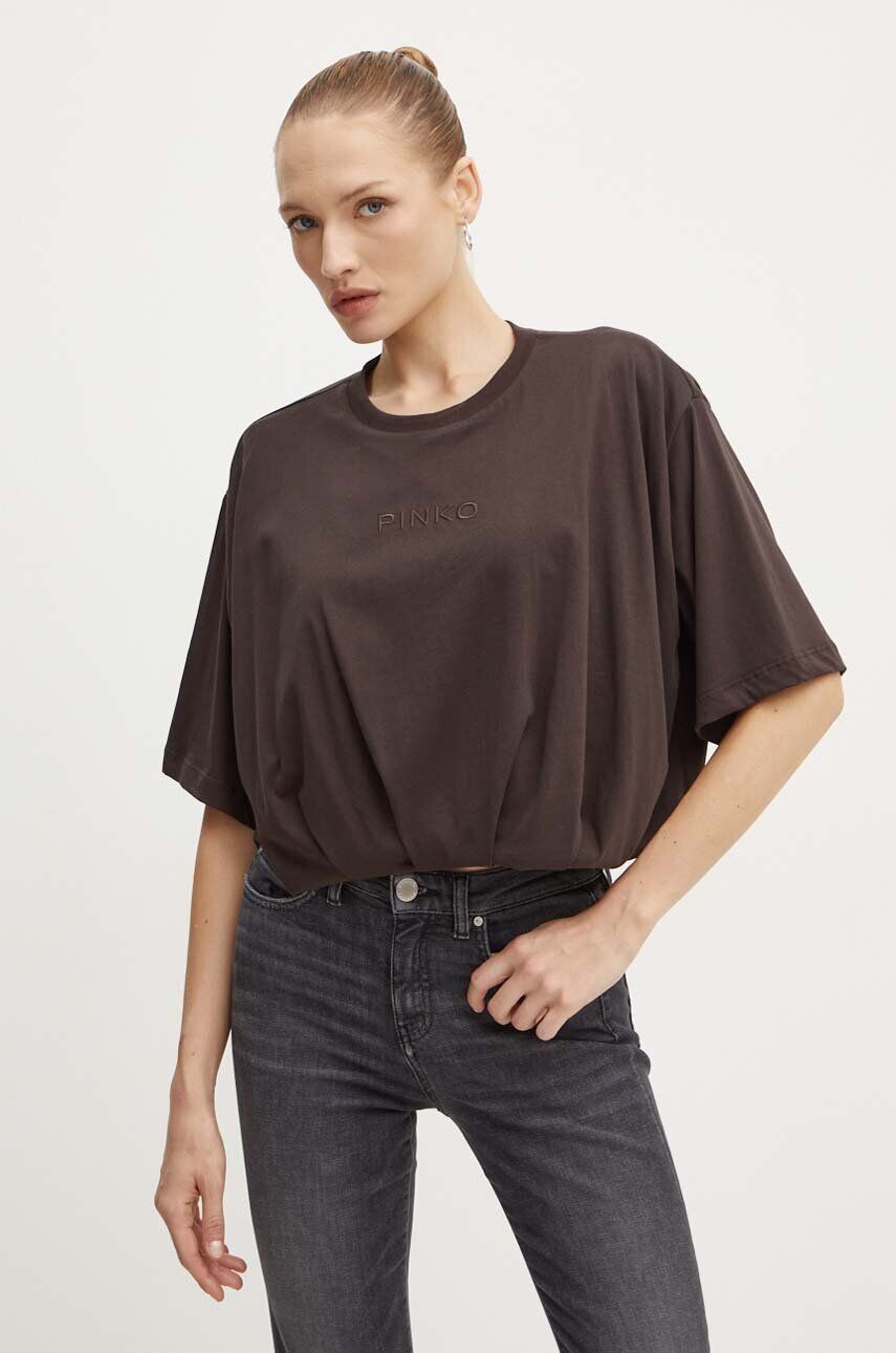 

Хлопковая футболка Pinko, коричневый