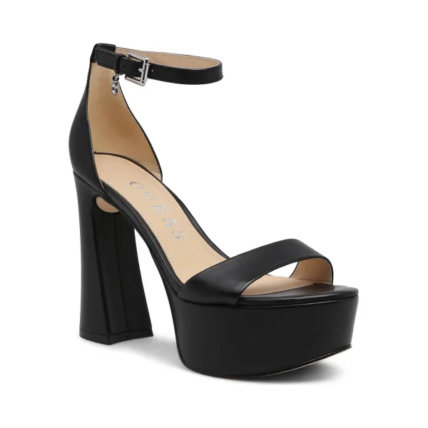 

Кожаные босоножки на каблуке Guess, черный