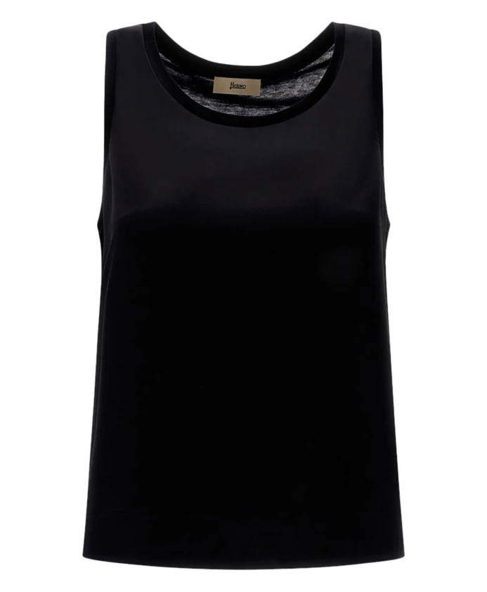 

Майка из гламурного трикотажа и атласа. Herno, черный