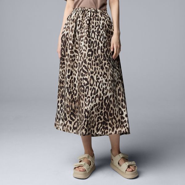 

Юбка миди женская, застегивающаяся на липучке Simply Vera Vera Wang, цвет beige leopard spots