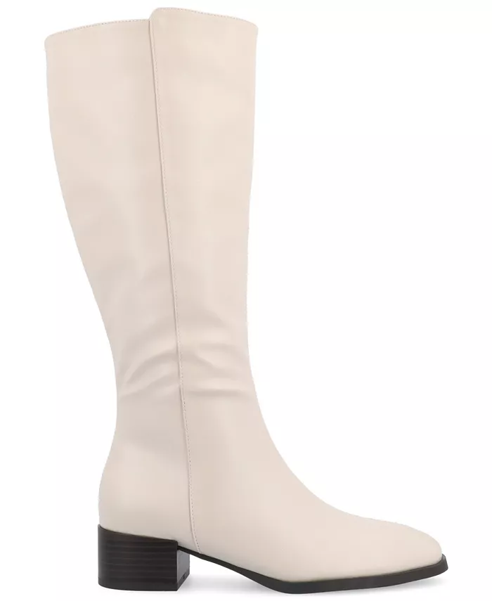 Женские ботинки Devri Block Heel до колена Journee Collection, загар/бежевый — фото 2