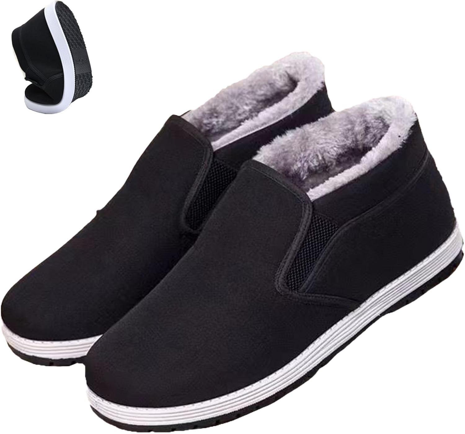 

Мужские термообувь с противоскользящей подошвой, ортопедические зимние ботинки, удобные теплые слипоны для тайцзи, с меховой подкладкой и толстой подошвой для снега Ghtrhsb, 1 6