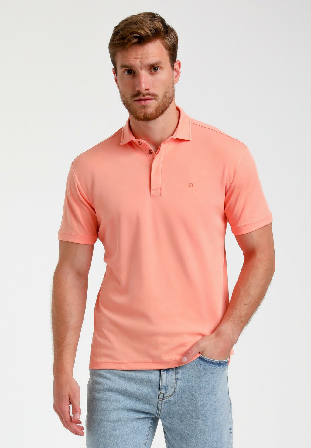 

Рубашка поло BASIC WITH HIDDEN BUTTONS Gabbiano, лосось