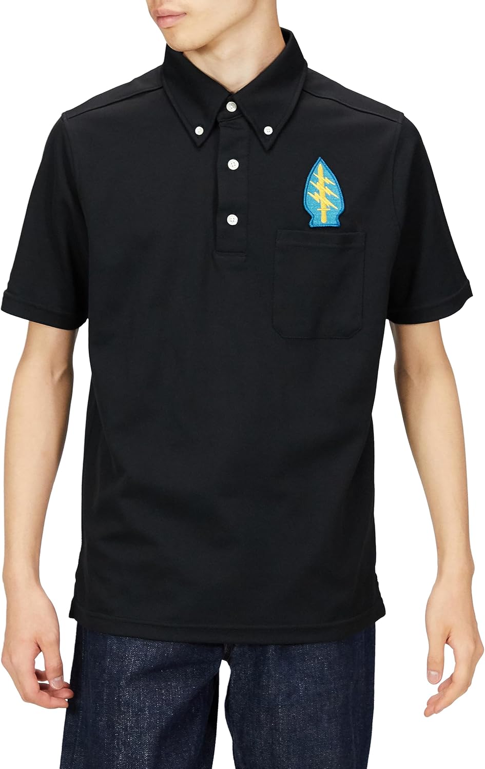 

Поло-рубашка F-Style F-SD021123 с коротким рукавом, украшенная гербом армии США, впитывает пот, быстро сохнет, имеет карманы и застежку на пуговицах, черная