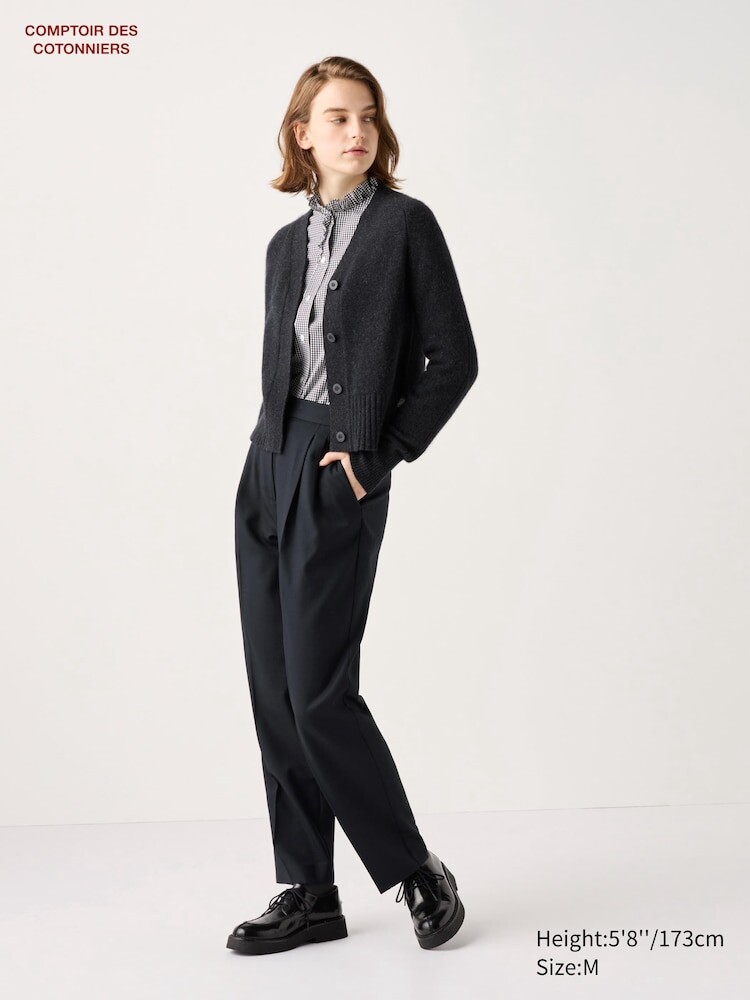 

Плиссированные брюки до щиколоток шерстяные Uniqlo, цвет 09 черный