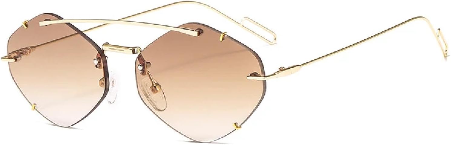 

Женские солнцезащитные очки Polygon без оправы, модные градиентные солнцезащитные очки, очки в стиле «конфетные» с защитой от УФ-излучения UV400 VVTWSSW, C4 Gold-brown
