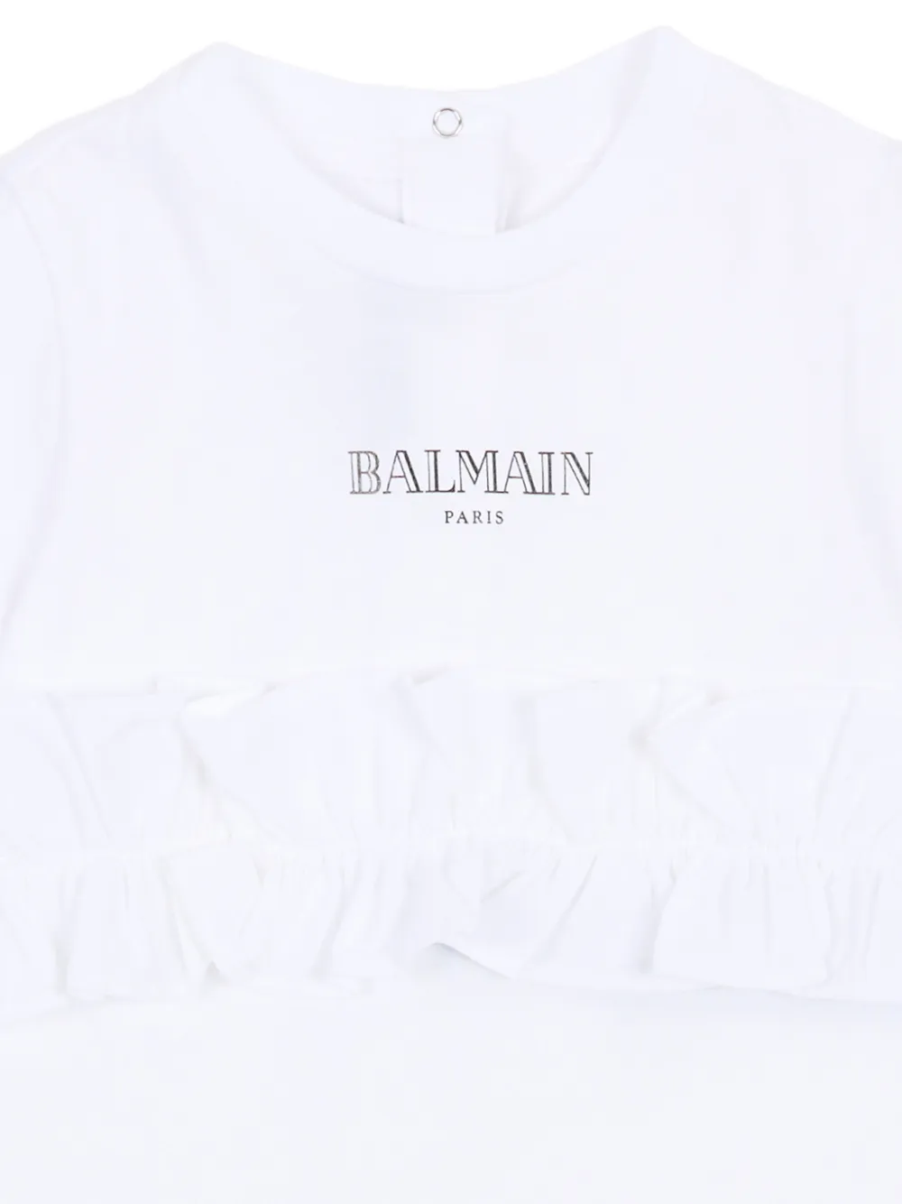 Футболка с короткими рукавами и оборками Balmain Kids, белый — фото 3