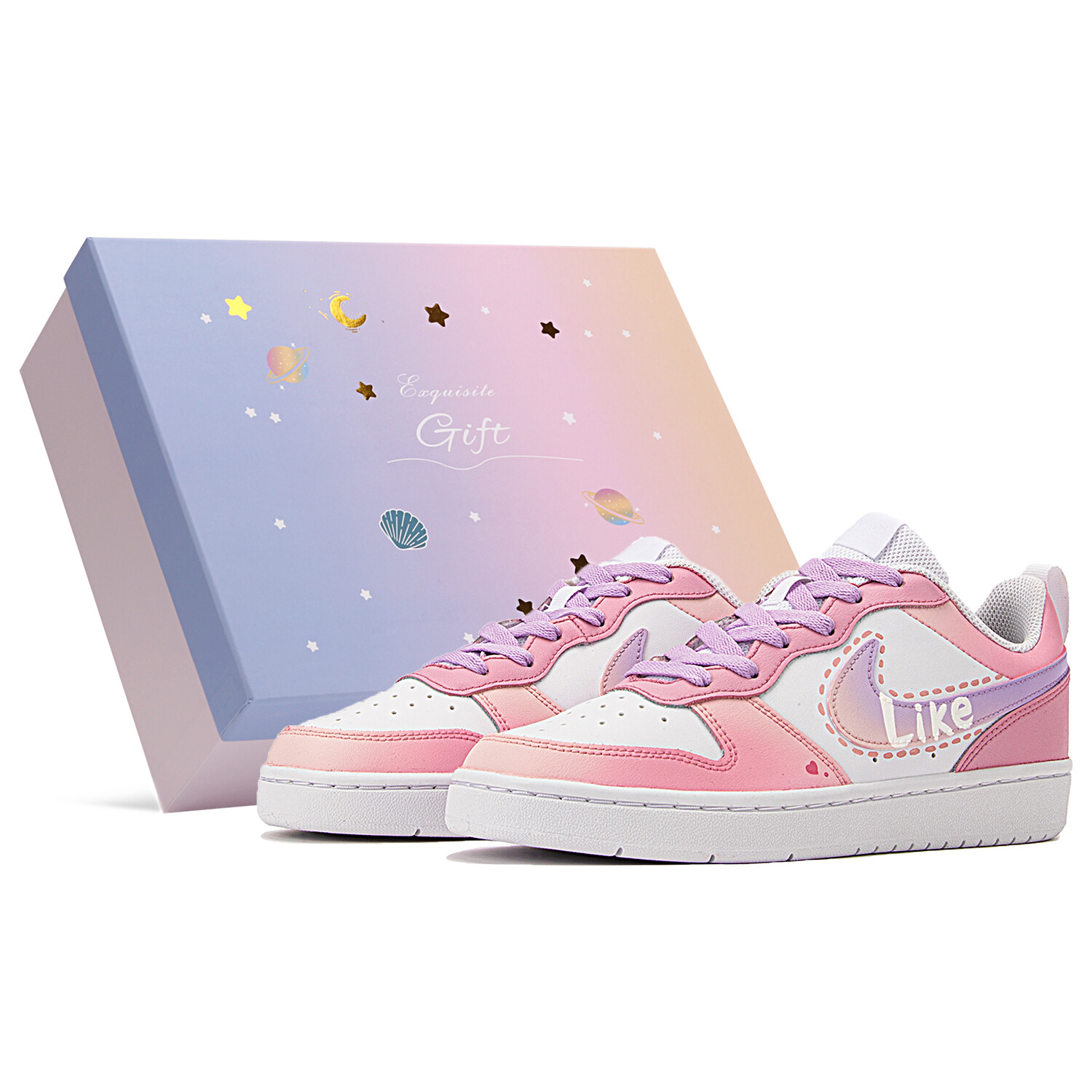

Кроссовки Nike Court Borough Skateboard Shoes Women's Low-Top Pink/White, Белый, Кроссовки Nike Court Borough Skateboard Shoes Women's Low-Top Pink/White