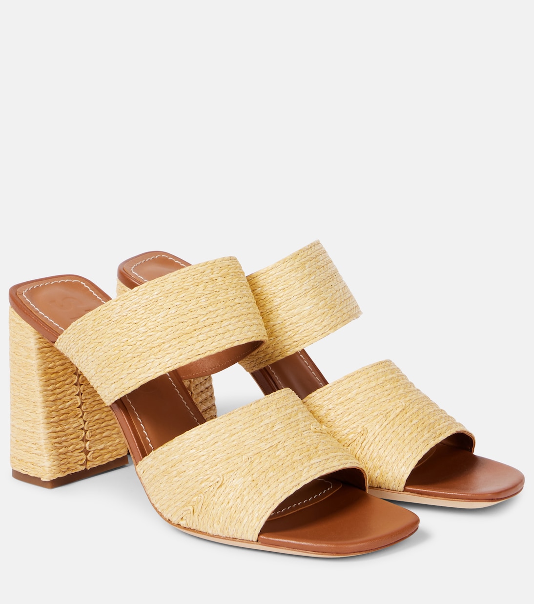 Мюли Skylar из рафии и кожи Staud, Natural Raffia