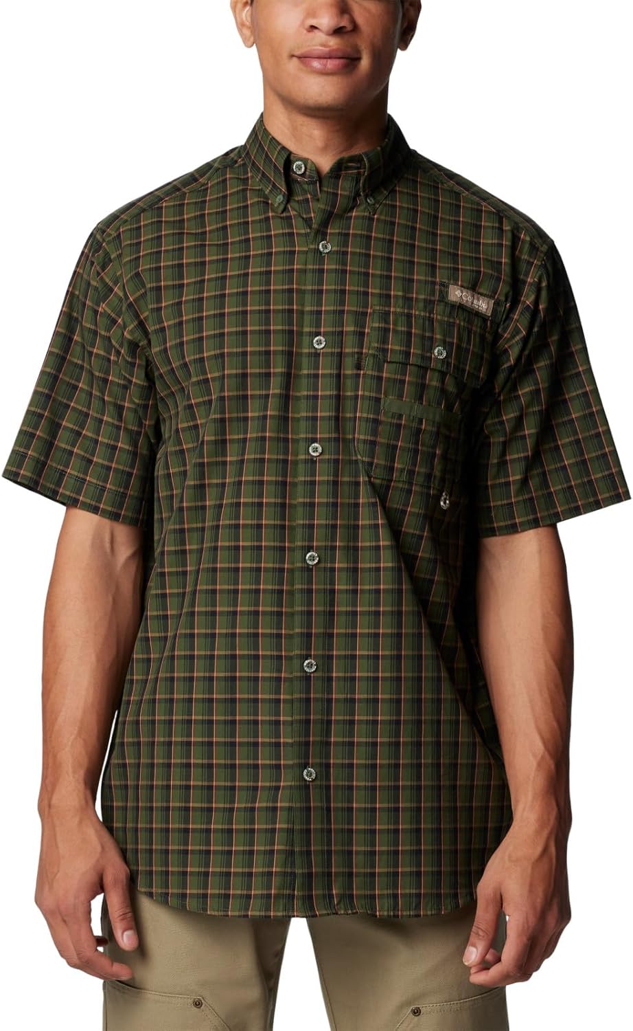 

Рубашка Columbia Mens Sharptail с коротким рукавом. Рубашка Sharptail с коротким рукавом., Surplus Green Blinded