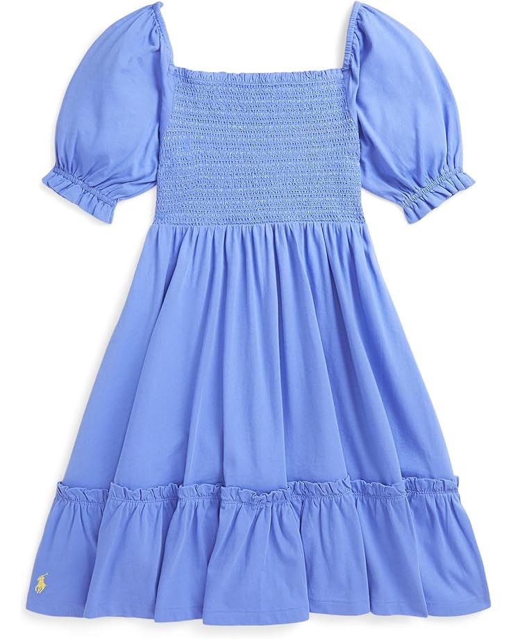 

Платье Polo Ralph Lauren Kids Smocked Cotton Jersey Dress, цвет Harbor Island Blue/Oasis Yello