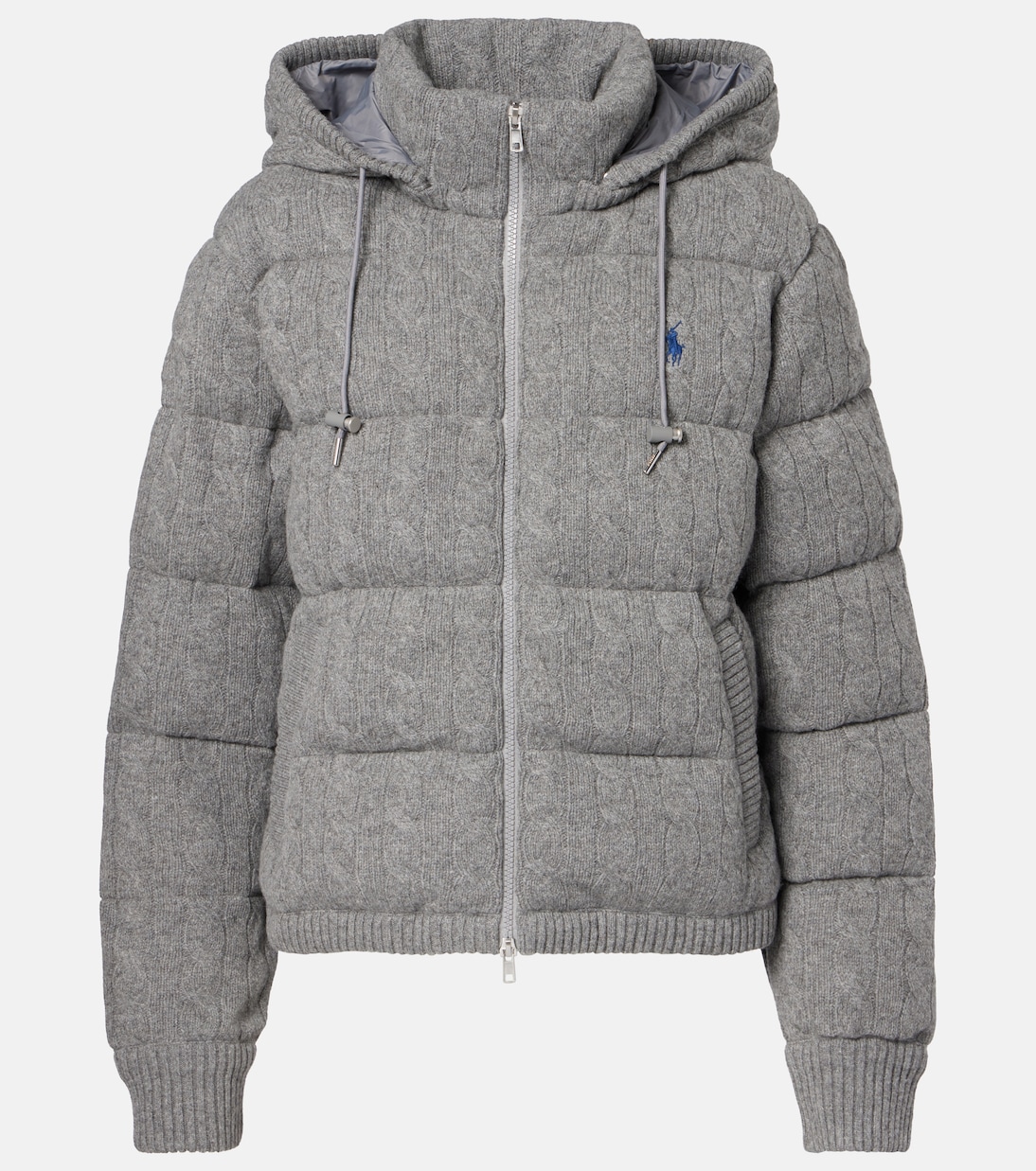 

Куртка-пуховик из шерсти и кашемира с косичной вязкой Polo Ralph Lauren, Flannel Grey Heather