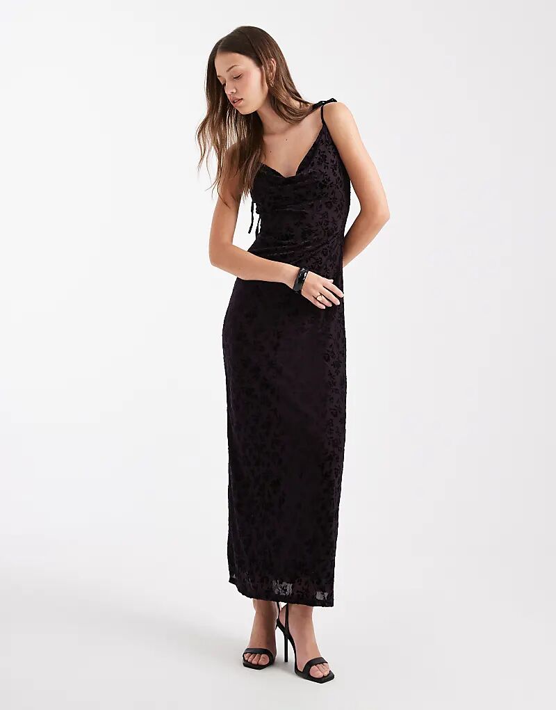 

Платье макси Miss Selfridge Devore с воротником-хомутом фиолетового цвета