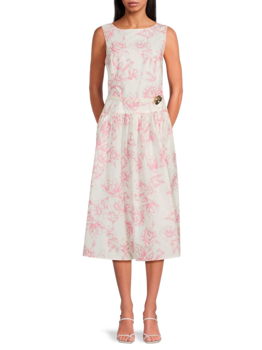 

Платье миди с цветочным принтом из смесового хлопка Karl Lagerfeld Paris, цвет Pink Multicolor