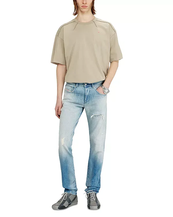 Джинсы D-Strukt зауженного кроя с потертостями из денима Diesel, Denim — фото 2