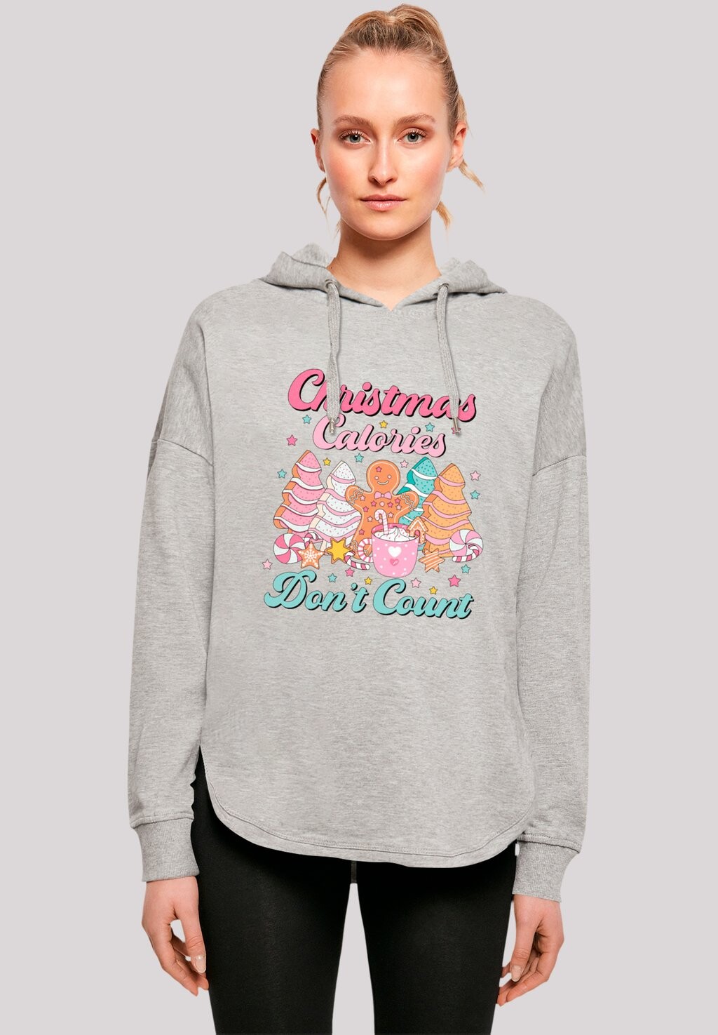 

Толстовка с капюшоном WEIHNACHTEN DONT COUNT CANDY F4NT4STIC, серый