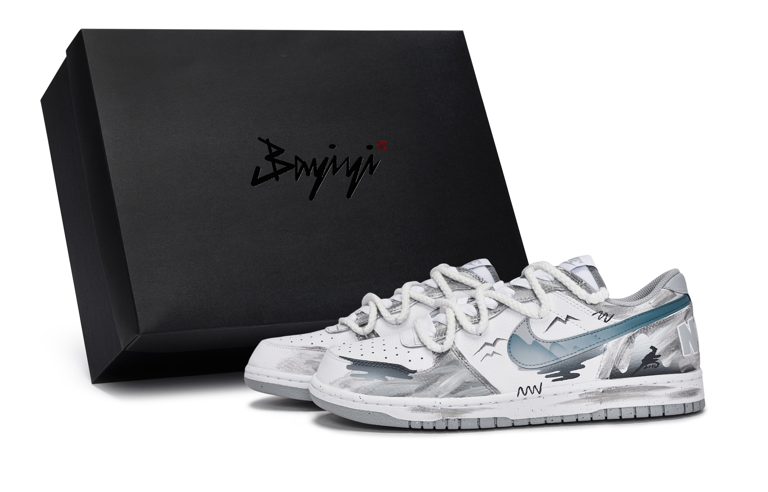 

Nike Big Low 811 Manufacturing, Junchi Mochuan, специальная коробка для обуви, низкие кроссовки для скейтбординга, мужские, черный, серый, синий