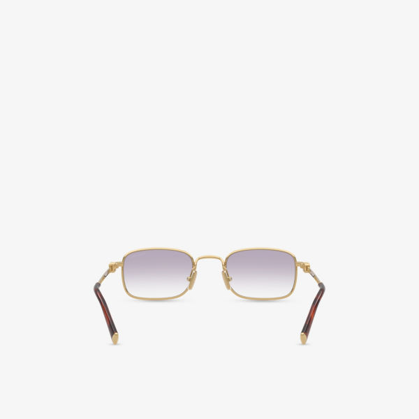 Солнцезащитные очки Miu Miu квадратные металлические, золотой — фото 4