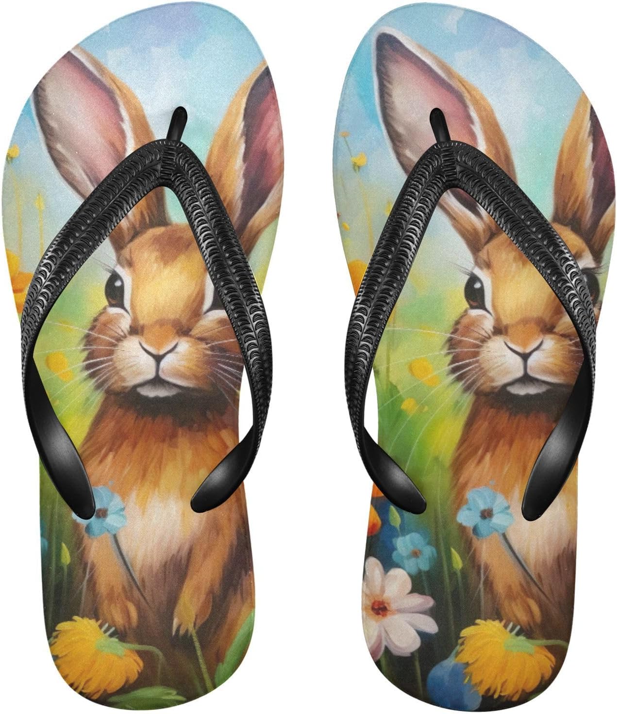 

Летние пляжные шлепанцы Bunny Rabbit с цветами для женщин и мужчин, вечерние сандалии для душа Kfbe