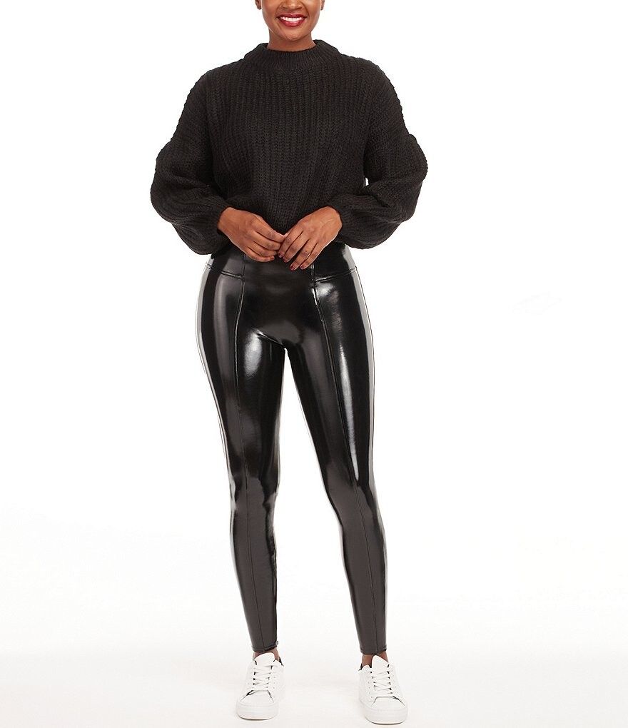 

Леггинсы Spanx из искусственной лакированной кожи, черный