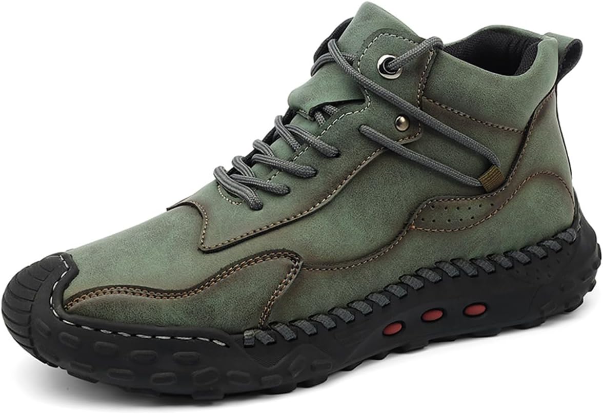 

Мужские зимние ботинки до щиколотки из искусственной кожи, водонепроницаемые походные ботинки с шнуровкой и молнией, прочная подошва, подходят для работы на открытом воздухе и повседневной ходьбы Dacnakby, зеленый