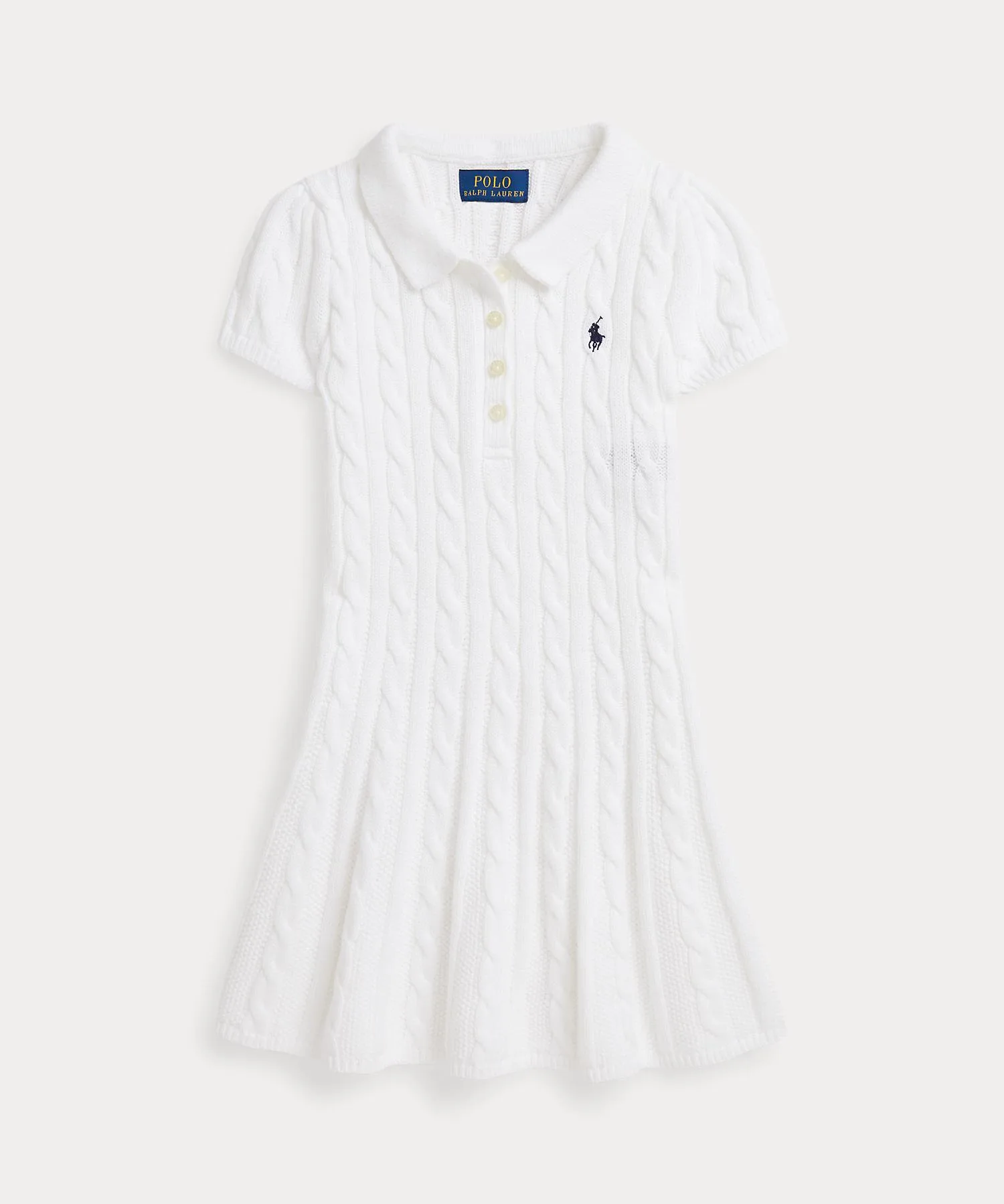 Детское платье-свитер A-line из хлопка Cable Knit Polo Ralph Lauren белое