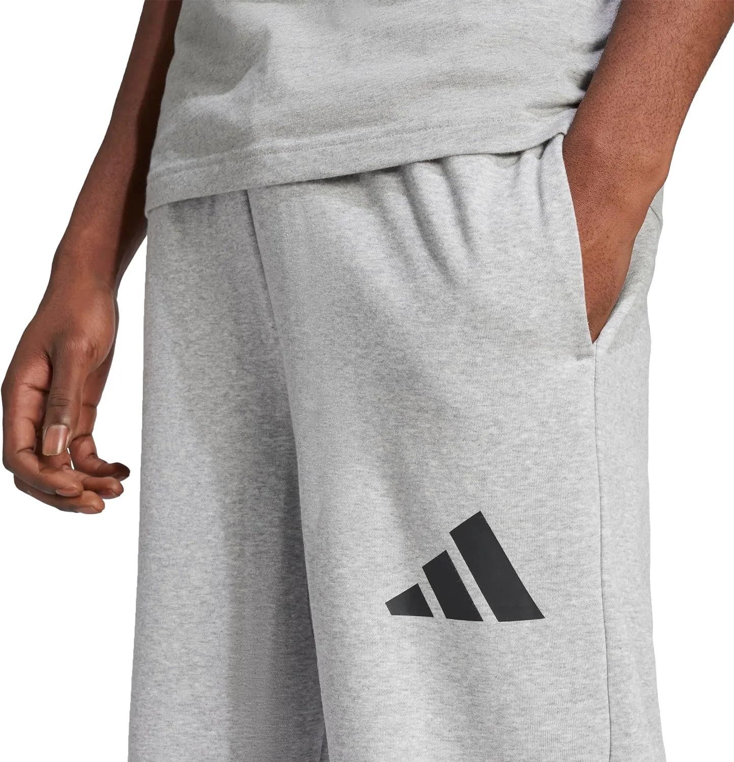 Мужские брюки Adidas Essentials 3-bar Wide Leg, серый/черный — фото 4