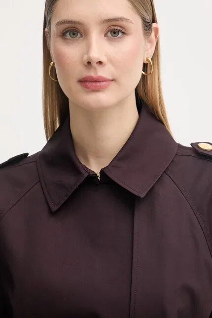 Пальто тренч из хлопка Tommy Hilfiger, фиолетовый — фото 4