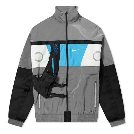 

Куртка men's ispa series 3m reflective zipper pocket casual jacket windbreaker gray 'wolf grey black blue' Nike, серый