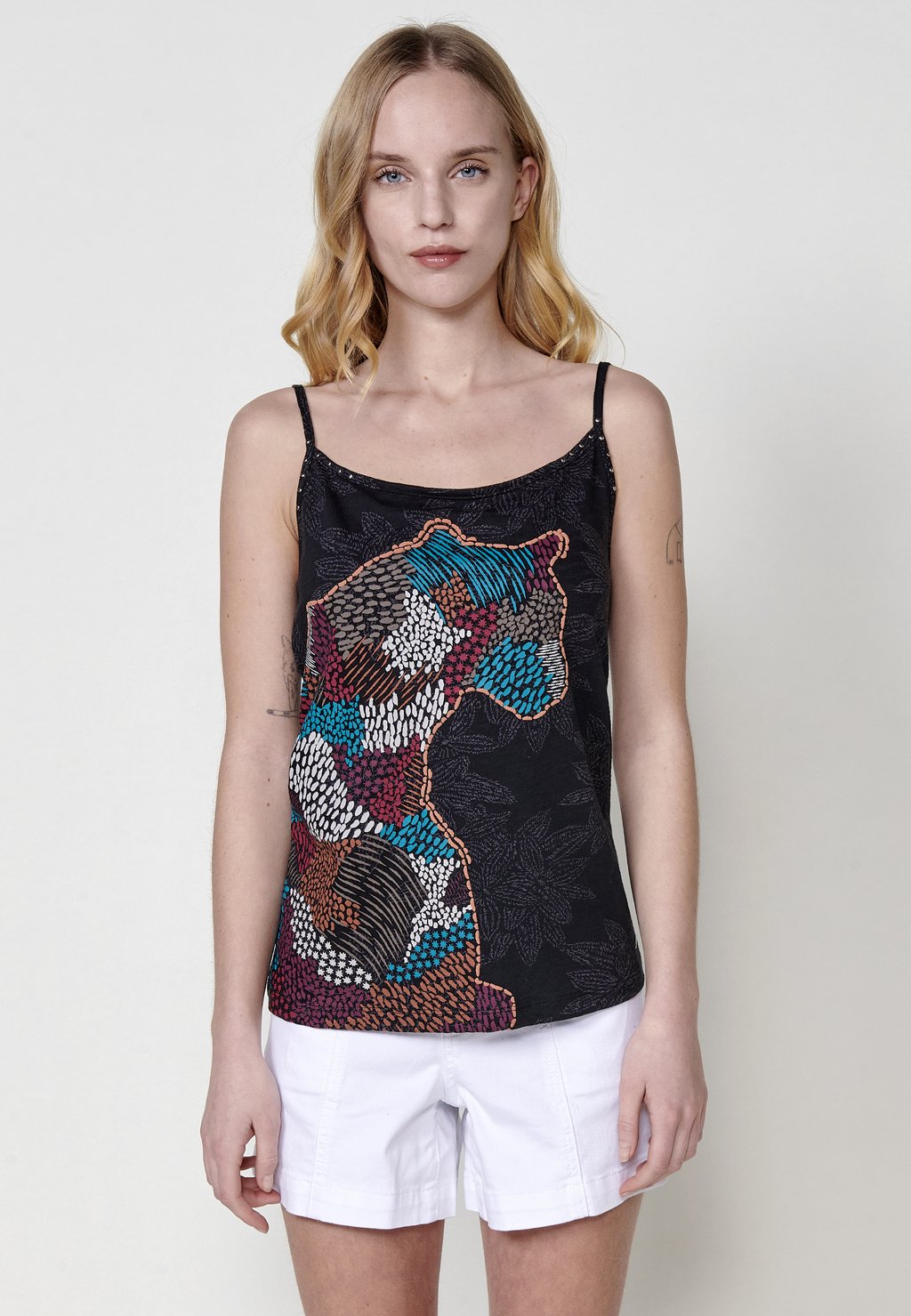 

Топ ANIMAL PRINT SPAGHETTI Koroshi, черный