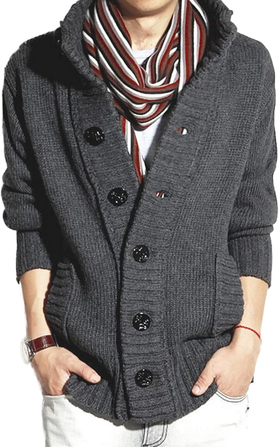 

Мужской повседневный кардиган с высоким воротником WSLCN