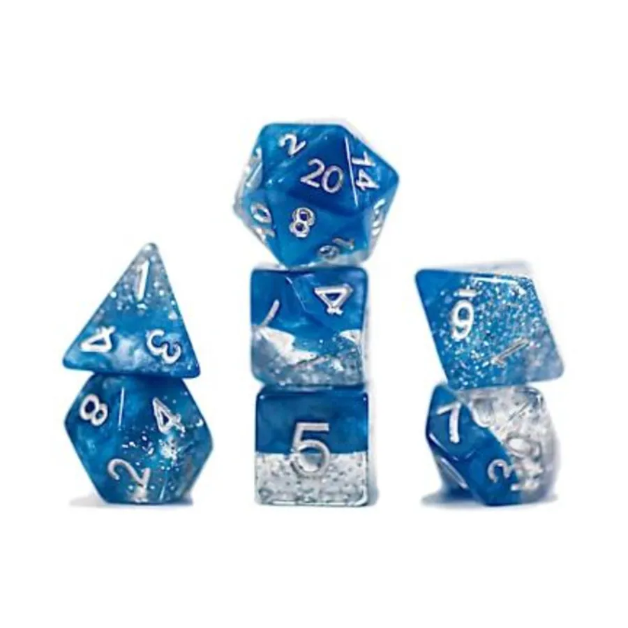 

Набор Poly — блестящий синий с серебром (7), Halfsies Dice