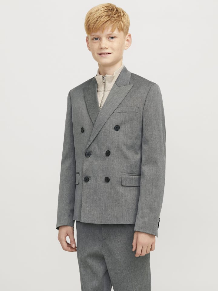 JACK & JONES Junior Двубортный пиджак темно-серого цвета — фото 2