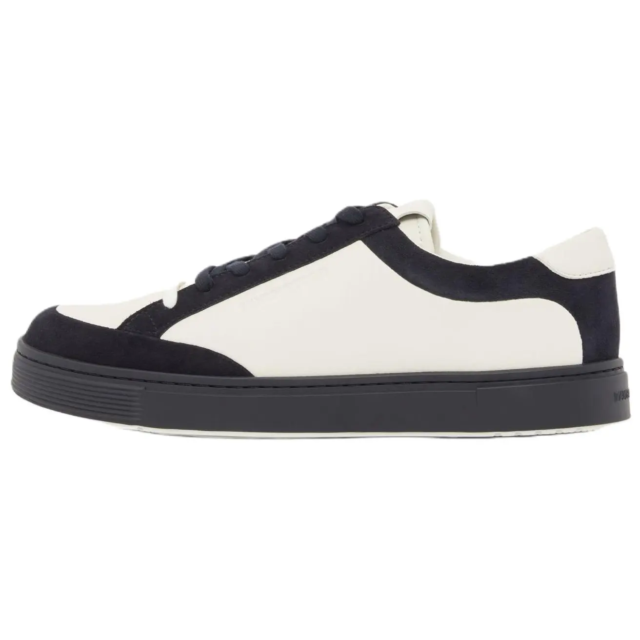 

EMPORIO ARMANI Split Cow Leather Low top Skateboard Shoes 3cm Men's Navy/Ecru