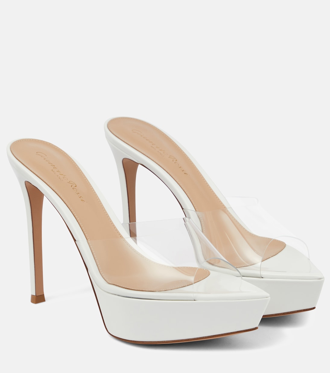 Сандалии из ПВХ и кожи Betty Gianvito Rossi, Trasp+White