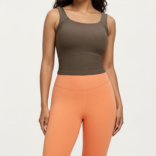 

Женский топ с квадратным вырезом и широкими бретелями, ребристая ткань, облегающий крой Anna-Kaci, Brown